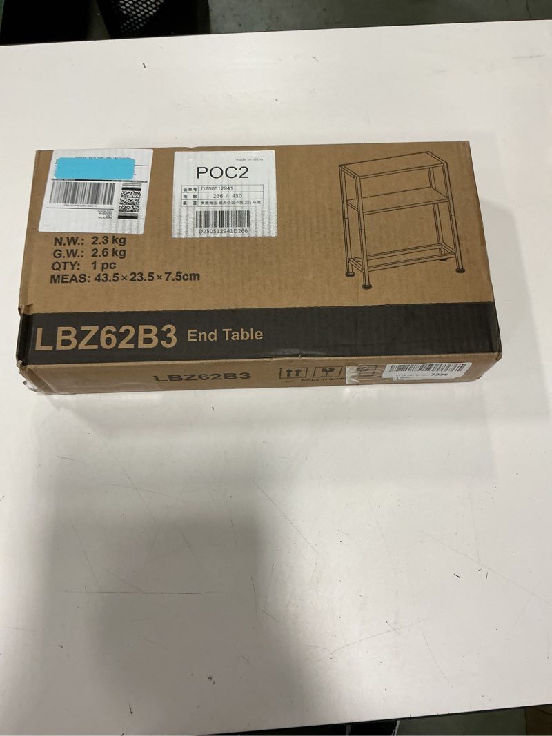 Condition photo showing New/Like New for Narrow Side Table for Small Space, 2-Tier Small End Table with Shelf Holder, Slim Nightstand, Skinny Snack Couch Table in Living Room, Bedroom, Study, Kitchen and Balcony (Black) 1 Black-3tier