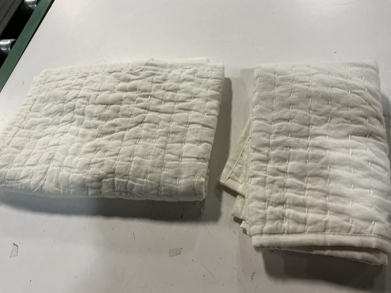 Condition photo showing Good Condition for european linen cotton stitch sham set 2 pcs  white  queen 