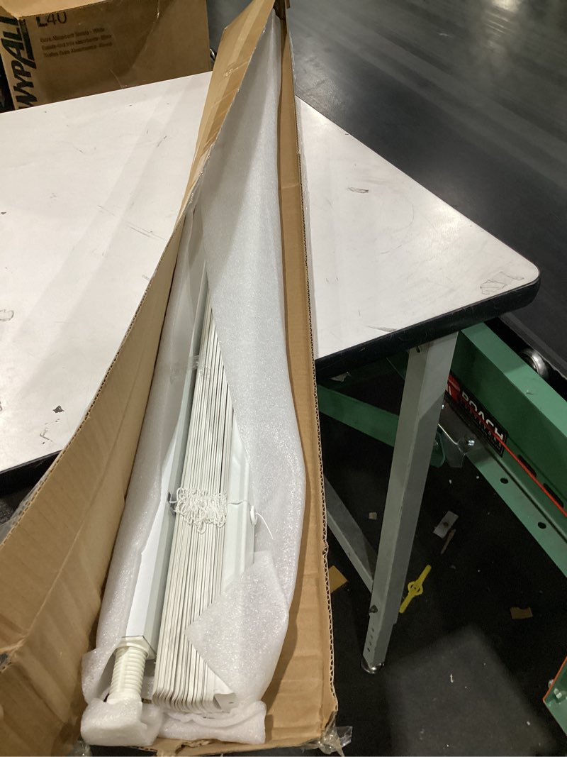 Condition photo showing Good Condition for myshade no-drill cordless horizontal mini blinds – 20" w x 64" h tool-free inside mount window blinds with 1" vinyl slats, light filtering & privacy, child & pet safe, white cordless-white 20"w x 64"h