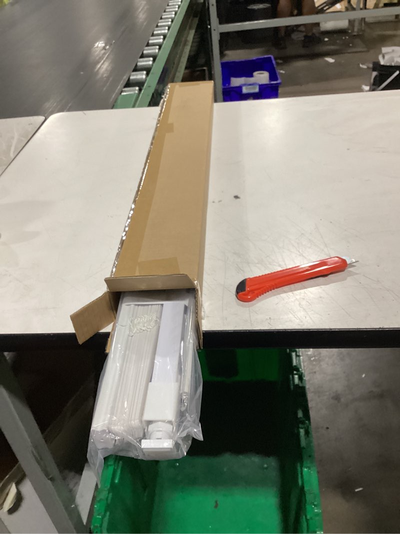 Condition photo showing New/Like New for lazblinds no tools no drill 1" vinyl mini blinds, cordless blinds for windows, light filtering horizontal window blinds & shades, 28" w x 48" h, white cordless-white 28" w × 48" h