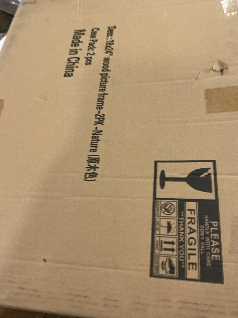 Condition photo showing New/Like New for 18x24 Solid Wood Poster Frame, Natural Wood Picture Frame with Paper Mat, Display picture 16x20 with mat or 18x24 without Mat, Set of 2 Oak Color Picture Frame