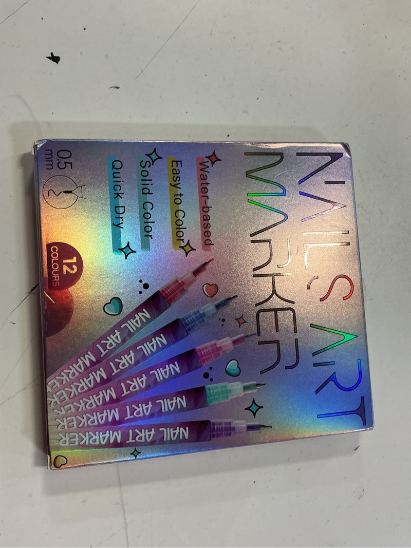 Condition photo showing New/Like New for kingmas 12 color nail art pens, 0.5mm nail polish marker set, drawing painting point liner acrylic painted pen kit, waterproof and quick-drying for diy nails art design manicure tools