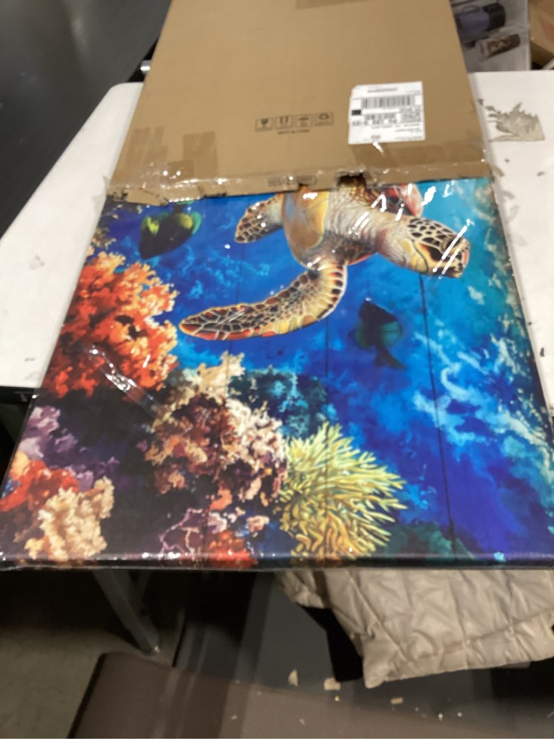 Condition photo showing New/Like New for sea turtle wall art ocean bathroom decor colorful fish coral landscape canvas prints underwater marine life animals paintings beach coastal room decor for living room bedroom home decorations 20x40" 40"l x 20"w seaturtle