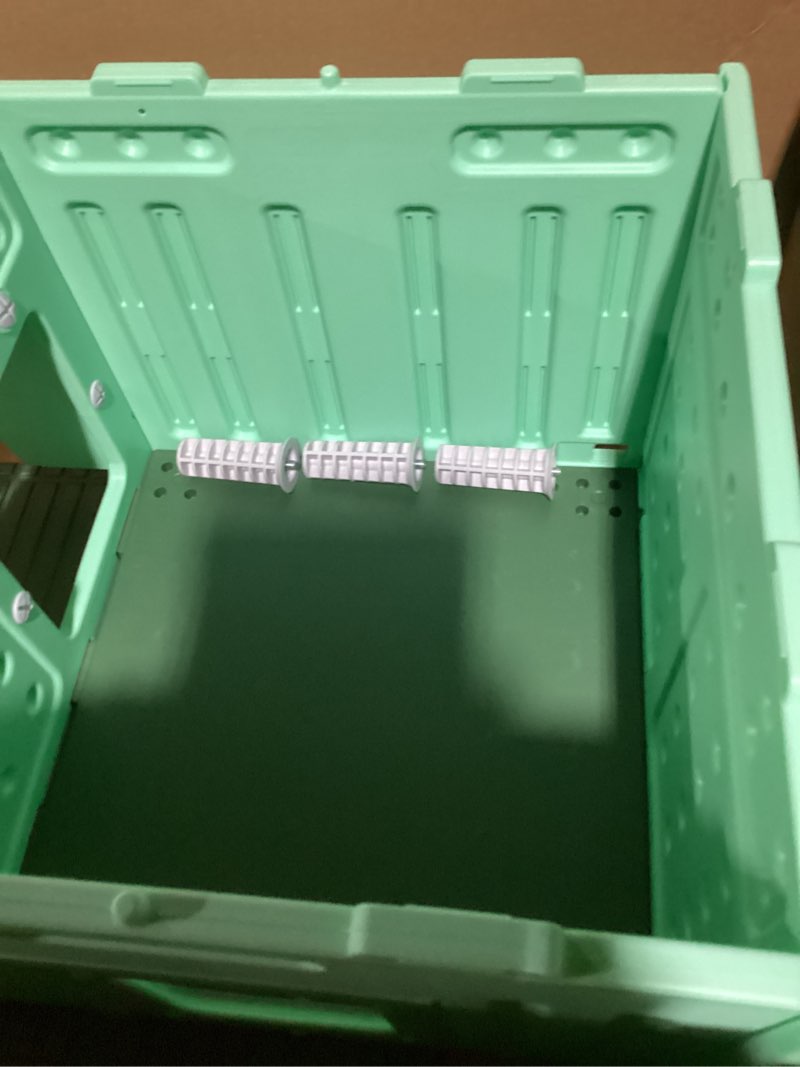 Condition photo showing As Is for Large Plastic Heated Cat House for Outside, Elevated Outdoor Cat Shelter 100% Weatherproof & Insulated with Safe Escape Door, Outdoor Cats House with Heated for Barn Cats Green 21.6\"X17\"X17.5\"