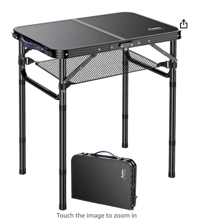 anbte folding camping table, portable folding camping table 59 x 41 x 25.4/51/70 adjustable height aluminium waterproof rustproof for outdoor/indoor picnic beach