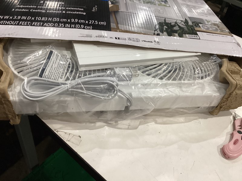 Condition photo showing Good Condition for mainstays 9'' 3-speed, reversable twin window fan, white