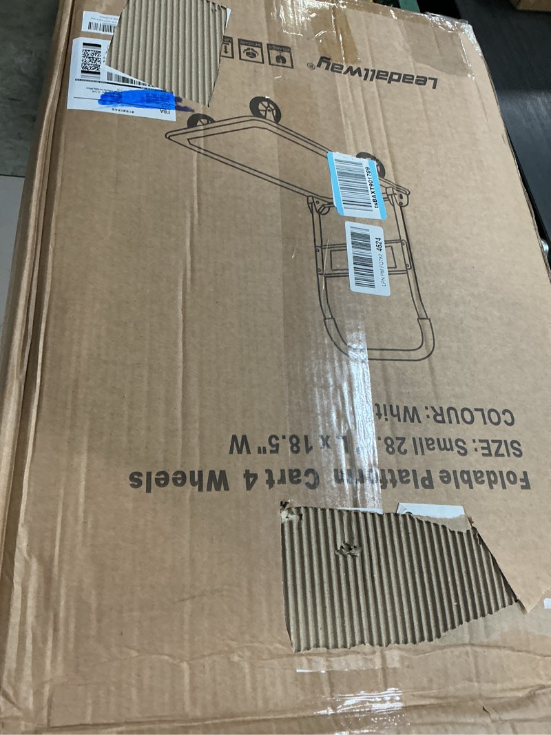 Condition photo showing Good Condition for leadallway foldable push cart platform cart 330lbs capacity 4 wheels 28.7x18.5x32.3inches white small flatbed cart white 330lbs