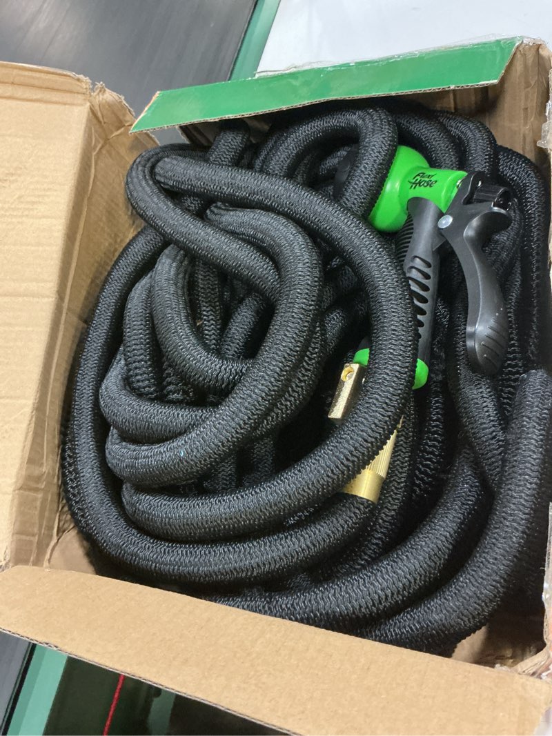 Condition photo showing Good Condition for flexi hose expandable garden hose with 8 function nozzle, 150ft - lightweight retractable garden hose, water hose - no-kink flexibility, 3/4 inch solid brass fittings and double latex core 150ft black