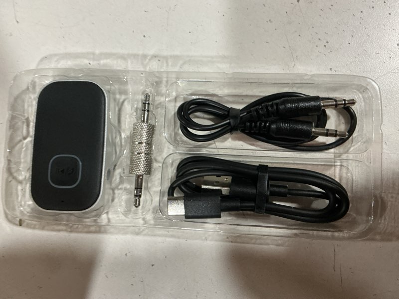 Condition photo showing Good Condition for comsoon bluetooth receiver for car, noise cancelling 3.5mm aux bluetooth car adapter, wireless audio receiver for home stereo/wired headphones, hands-free call, 16h battery life - black+silver