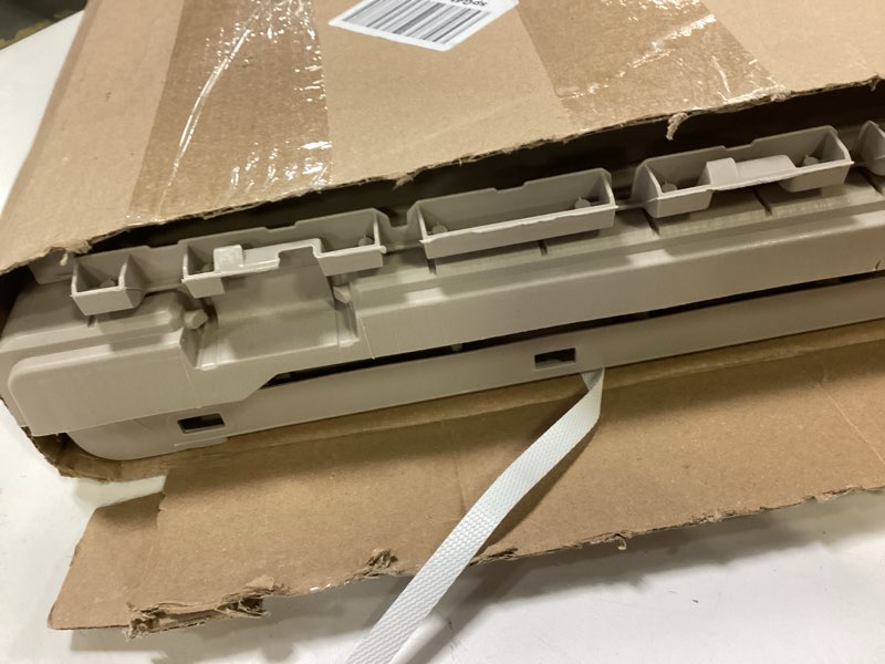 Condition photo showing As Is for Keter City 30 Gallon Resin Outdoor Storage Box and Patio Furniture Side Table for Pool and Garden Accessories, Beige