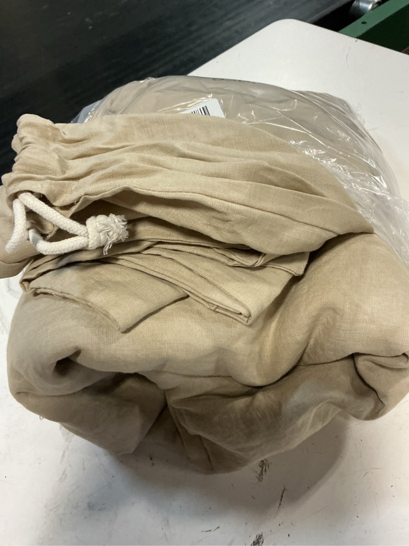Condition photo showing As Is for european linen duvet cover set, full/queen, toffee