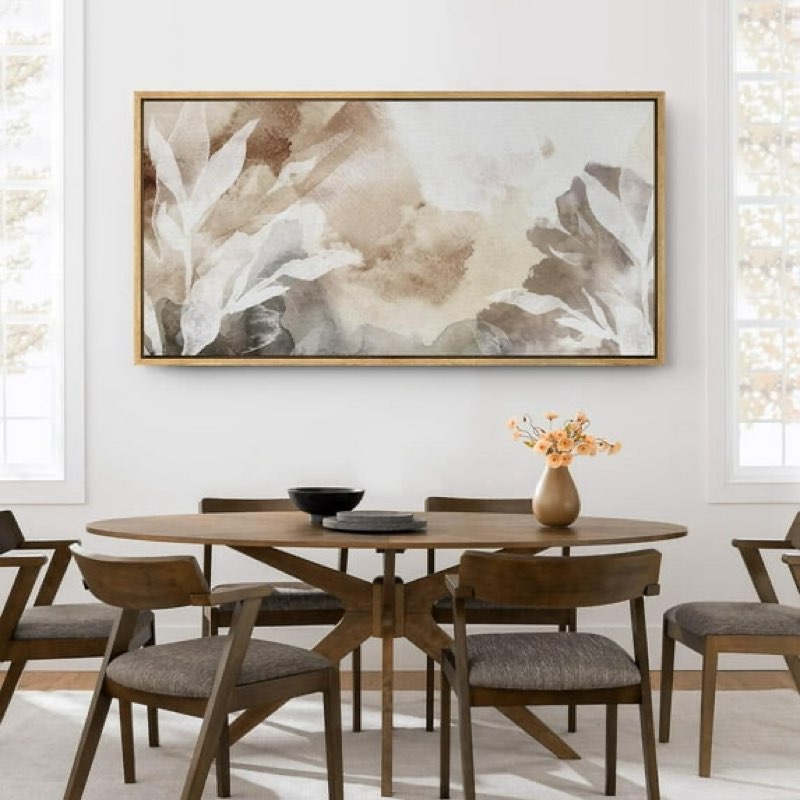 whispers of nature abstract watercolor botanical decor modern organic framed canvas print wall art 60”x30”