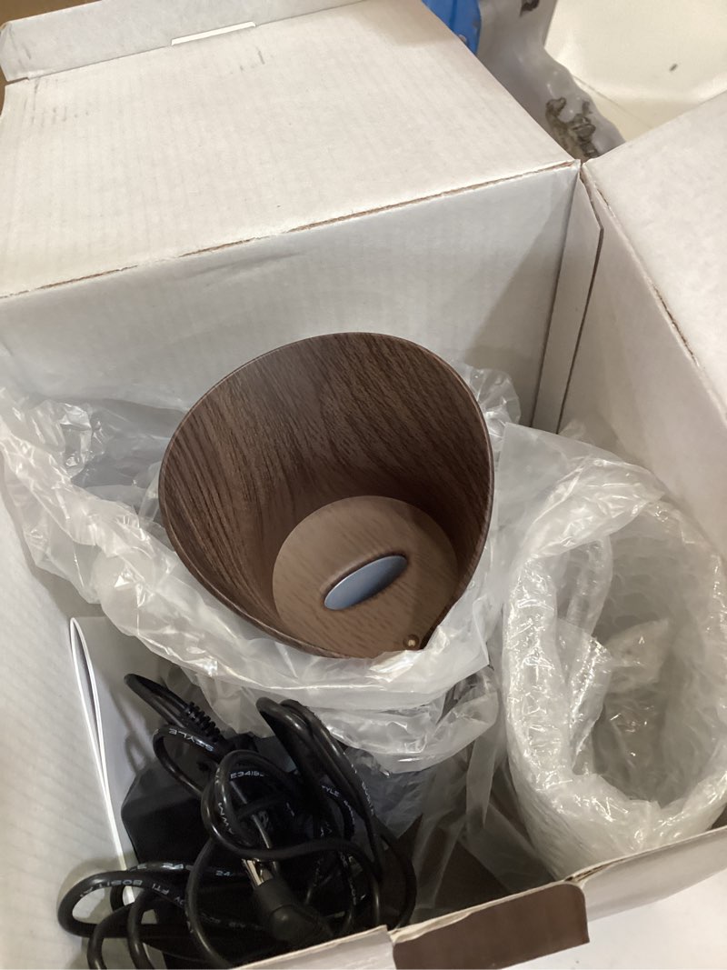 Condition photo showing As Is for sierra modern home smart wifi humidifier - aromatherapy essential oil diffusers with app control & voice control - works with alexa & google home - 400ml ultrasonic diffuser & humidifier - dark brown