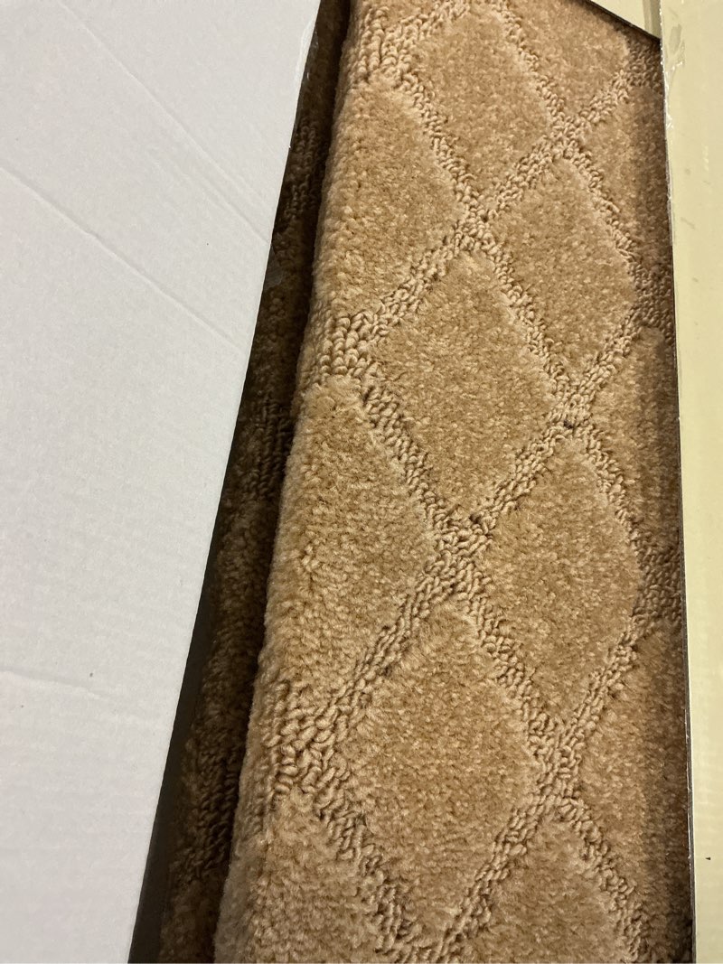 Condition photo showing Good Condition for mbigm bullnose carpet stair treads non slip stair mats for wooden stairs (14, camel - diamond, 9.5" x 30") camel - diamond 9.5" x 30" 14