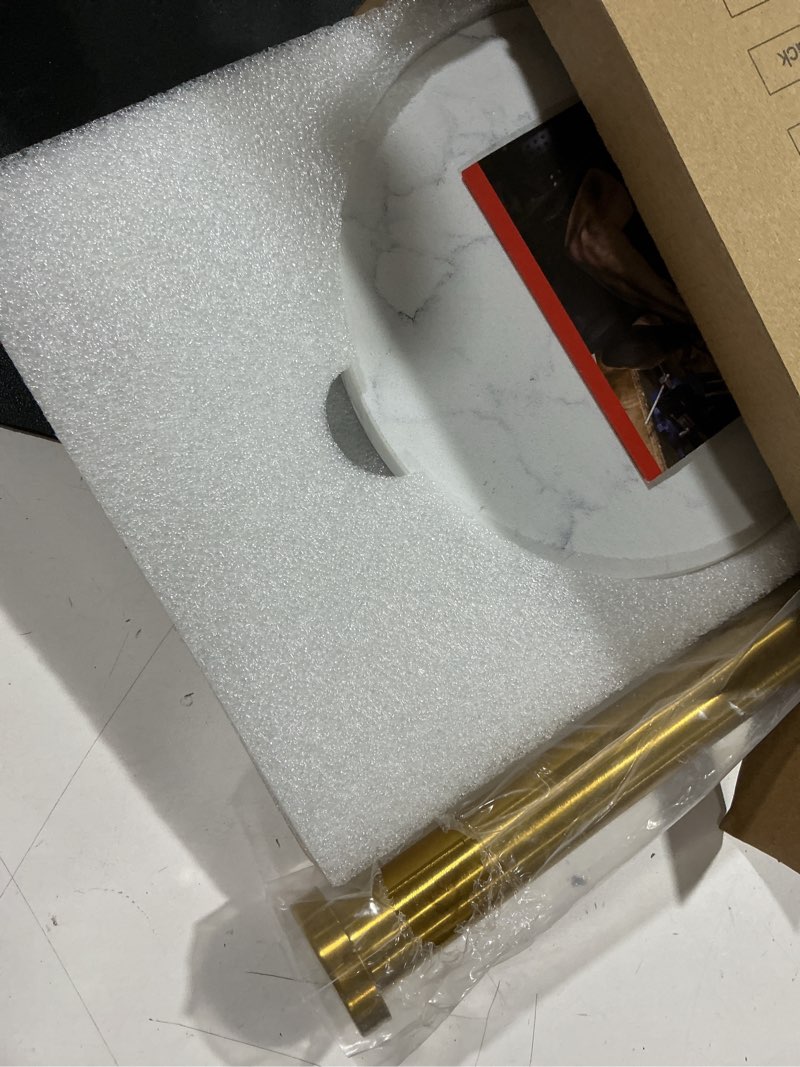 Condition photo showing Good Condition for nearmoon standing paper towel holder, kitchen paper towel tissue holder- for bathroom kitchen countertop, standard or jumbo-sized roll paper (with marble base, brushed gold) brushed gold marble