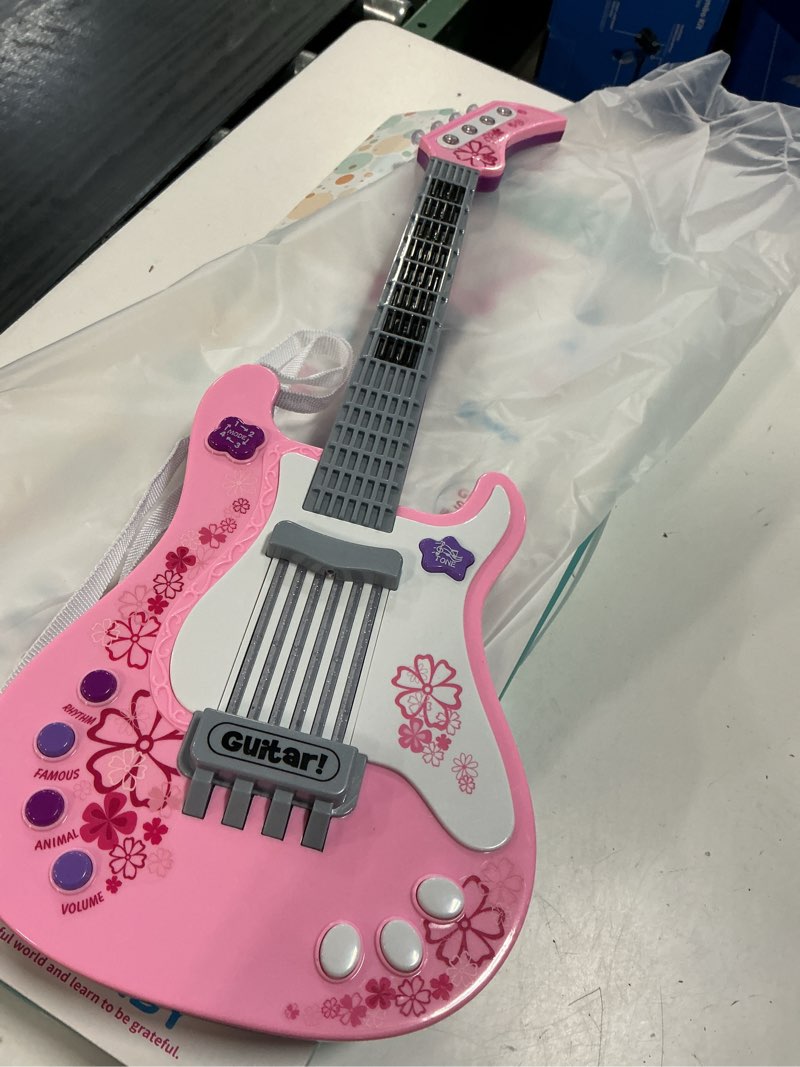 Condition photo showing Good Condition for m sanmersen kids guitar for girls music toys guitar for kids toddler electric guitar with strap kids pink guitar musical instrument toys for 3 4 5 year old girls gifts