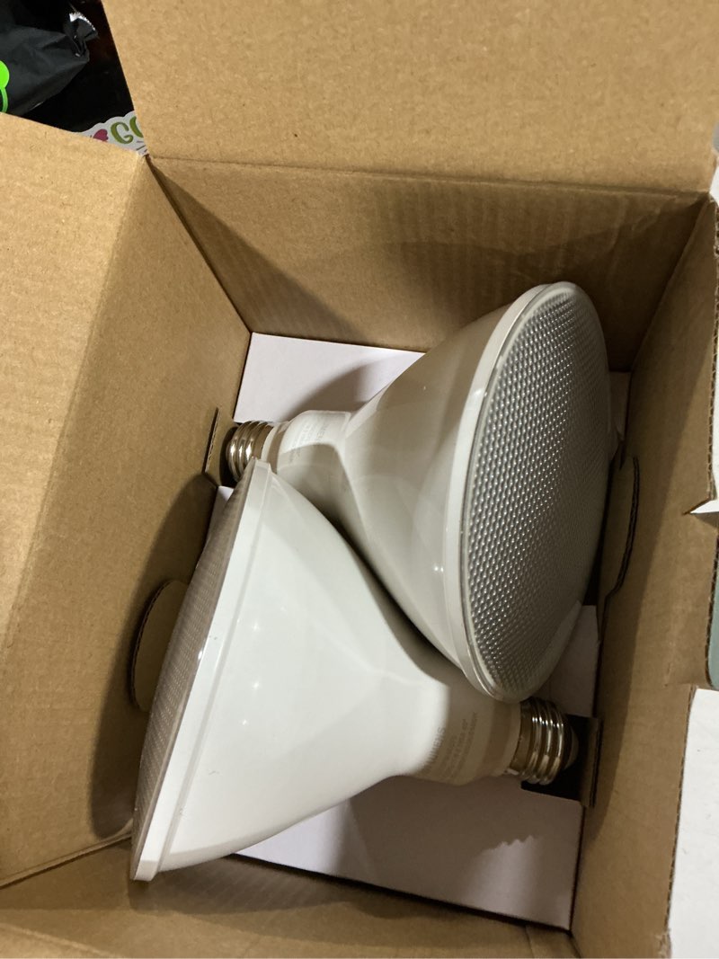 Condition photo showing As Is for ge outdoor style par38 led floodlight  150 watt replacement  5 white tones  2pk