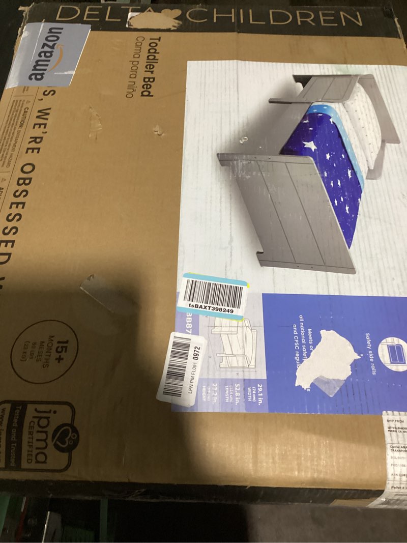 Condition photo showing New/Like New for delta children mysize toddler bed, grey toddler bed grey