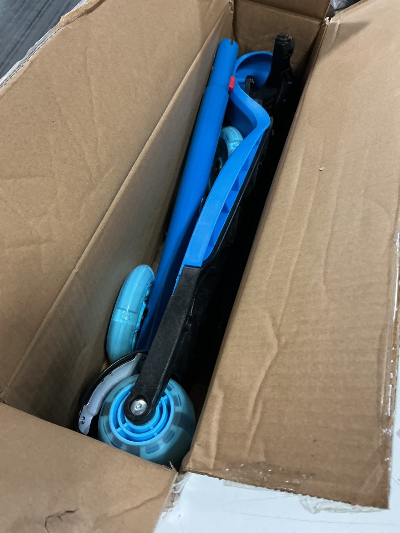 Condition photo showing Good Condition for Gotrax KS1 Kids Kick Scooter, LED Lighted Wheels and 3 Adjustable Height Handlebars, Lean-to-Steer & Widen Anti-Slip Deck, 3 Wheel Scooter for Boys & Girls Ages 2-8 and up to 110 Lbs Blue