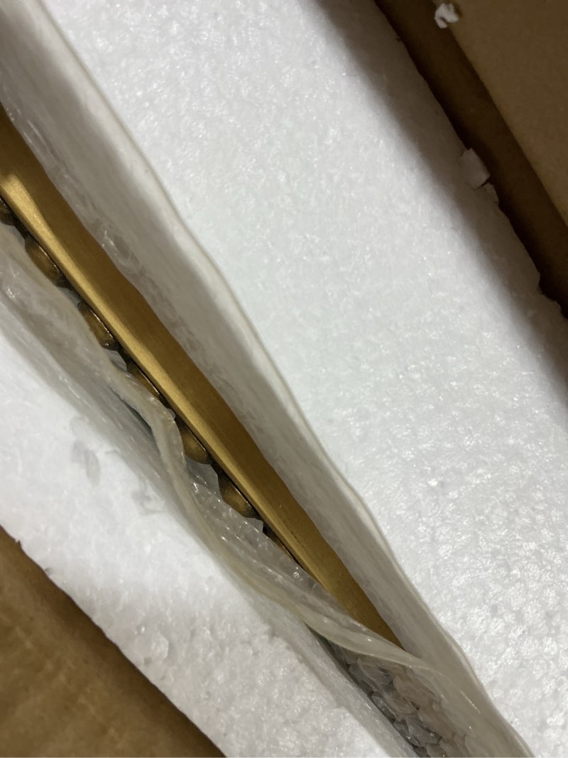 Condition photo showing As Is for Wall Mirror for Bathroom - 24"x36" Rectangle Rounded Corner Beaded Frame Mirror, Large Vanity Mirror Hangs Horizontal or Vertical, Antique Gold 36"L x 24"W Gold Rectangle