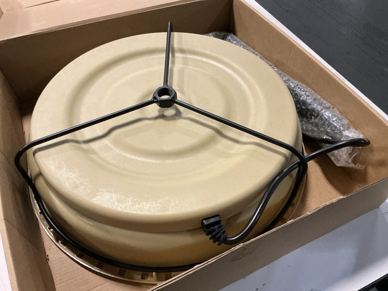 Condition photo showing As Is for Large Heated Bird Bath for Outside Winter, 75W Heated Bird Baths for Outdoors, Thermostat Control with 5-Prong Metal Base, 6.3 L Heated BirdBath with High Capacity for Garden Patio Yard Lawn