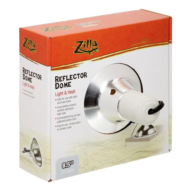 Zilla Reflector Dome Light & Heat Terrarium Light Fixture, 8.5", Silver