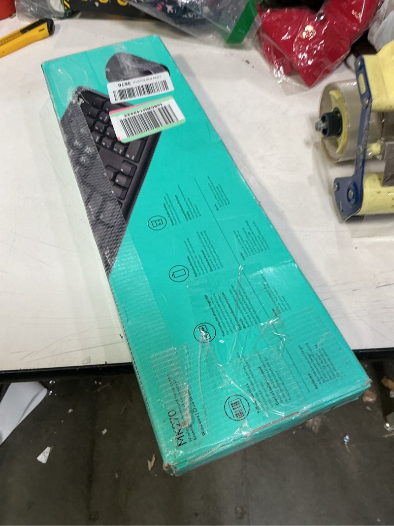 Condition photo showing As Is for Logitech MK270 Wireless Keyboard and Mouse Combo for Windows, 2.4 GHz, 8 Multimedia Keys, PC, Laptop, Wireless Keyboard Compact Mouse Combo - Black Black 1 Pack Combo