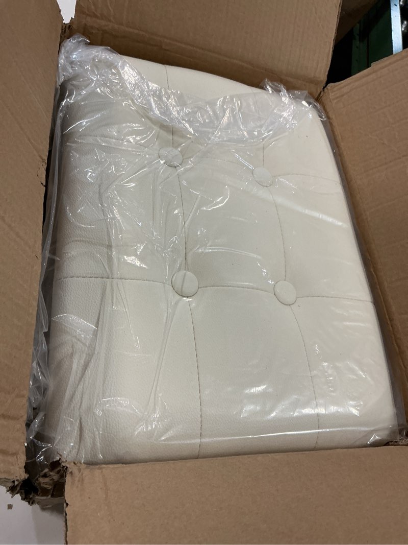 Condition photo showing As Is for IBUYKE Multifunctional Storage Vanity Stool with Flip Tabletop, Adjustable Metal Legs & PU Leather - 40x30x48cm Ottoman Footrest for Makeup, Living Room, Entryway, White WBD014W PU White