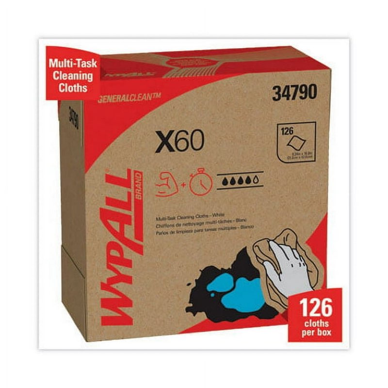 X60 Cloths, Pop-Up Box, White, 9 1/8 X 16 4/5, 126/box | Bundle of 2 Boxes