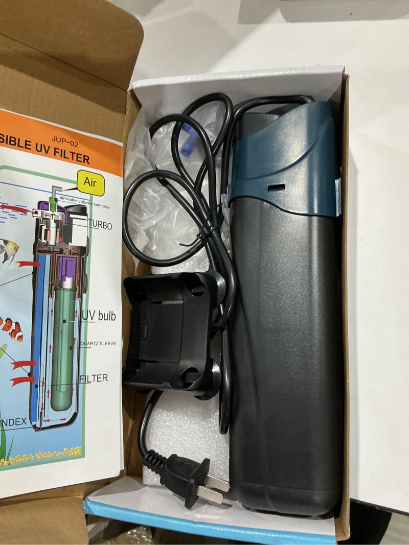 Condition photo showing Good Condition for coospider fish tank filter u-v jup-02 submersible aquarium filter green clean machine 132gph for 20-60 gallon small fish tank internal pump for turtle tank, air supply & oxygen enhancement jup-02 (for 20-60 gallon tank)