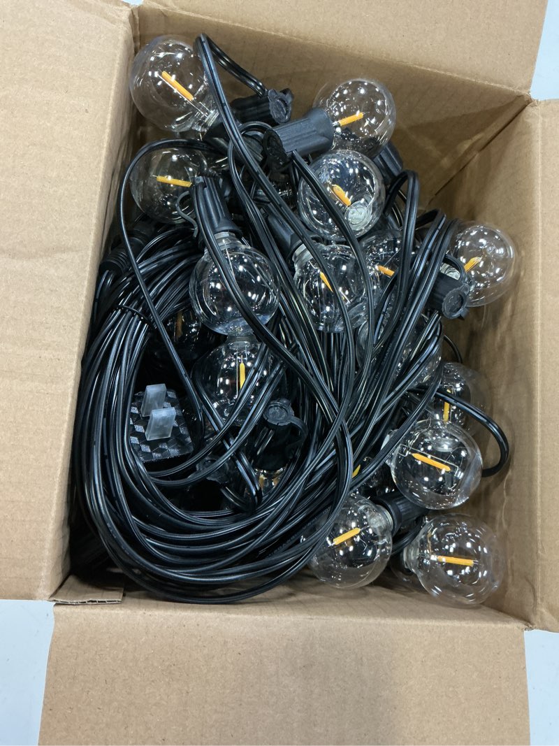 Condition photo showing New/Like New for addlon 100ft outdoor string lights g40 with remote, 54 led shatterproof bulbs, dimmable patio globe lights waterproof, hanging outside lighting for backyard, garden, deck, balcony, porch, café, decor 100ft(50 sockets)