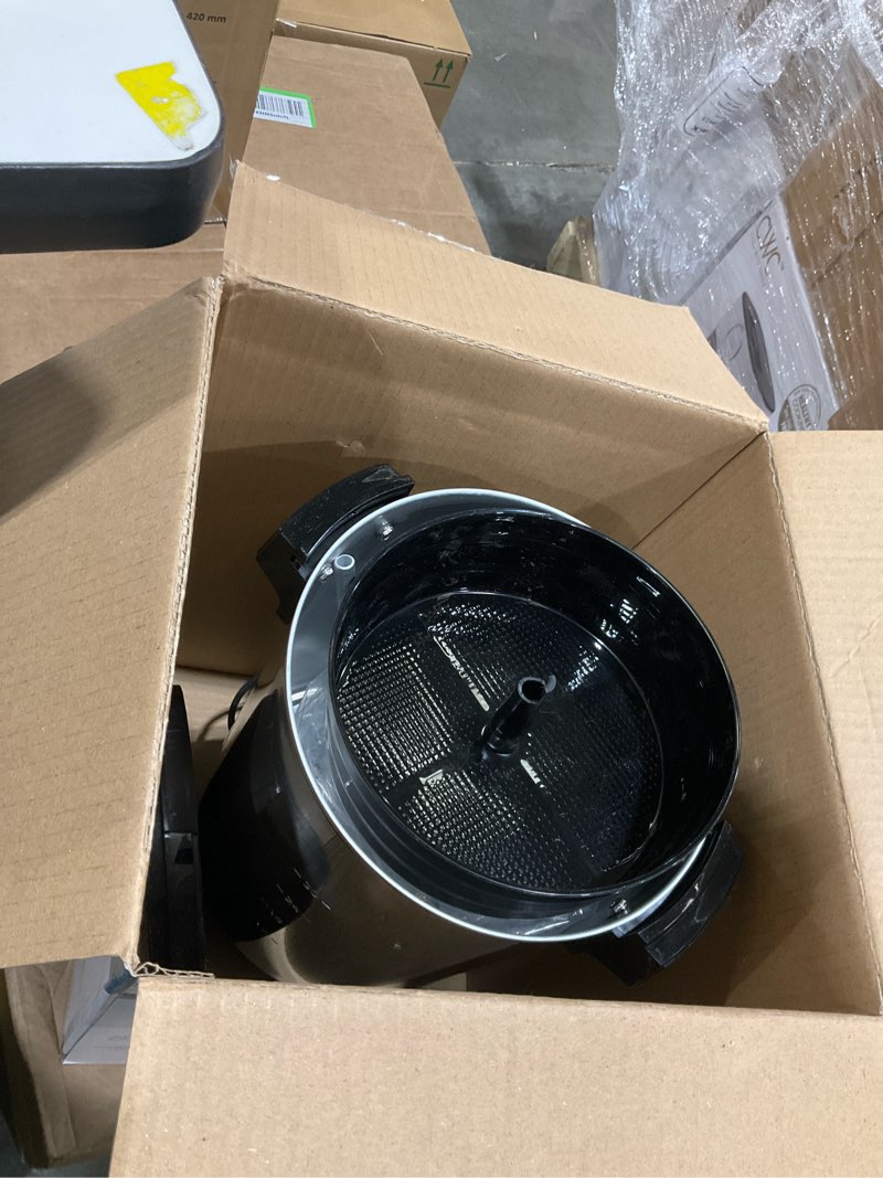 Condition photo showing As Is for West Bend Coffee Urn Highly-Polished Aluminum Features Automatic Temperature Control with Cup Per Minute Brewing and Easy Clean Up Includes In-Basket Measuring Guide and Ready Light, 30-Cup, Silver