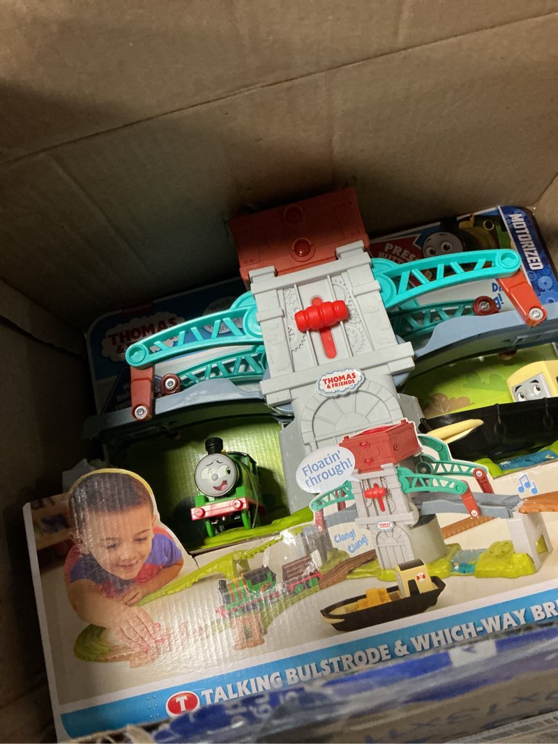 Condition photo showing Good Condition for ?Thomas & Friends Toy Train Set Talking Bulstrode & Which-Way Bridge Track Playset with Sounds & Percy Engine for Kids Ages 3+ Years Talking Thomas & Bulstrode Set