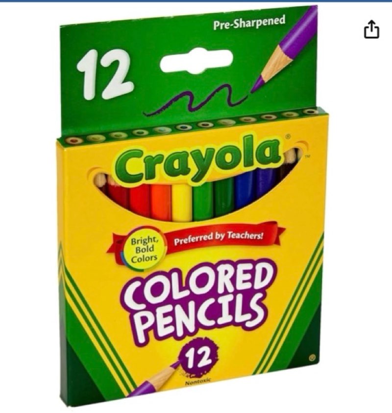 crayola colored pencils 12 pack short 68-4112 (6-pack)6