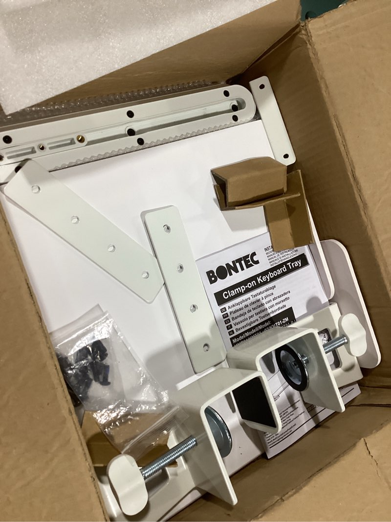 Condition photo showing Good Condition for BONTEC KMT01 Under Desk Keyboard Tray, Pull-Out Keyboard & Mouse Platform with C-Clamp, 25.6 x 11.8 in Space-Saving Ergonomic Slide-Out Drawer, White 25.6" x 11.8" White