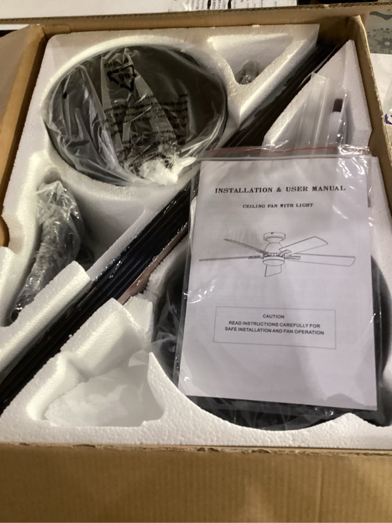 Condition photo showing New/Like New for 52 inch ceiling fan with lights, white modern low profile flush mount fan, app&remote control, dimmable led 3 color temperatures, quiet reversible dc motor, 6 speeds timer for bedroom livingroom patio