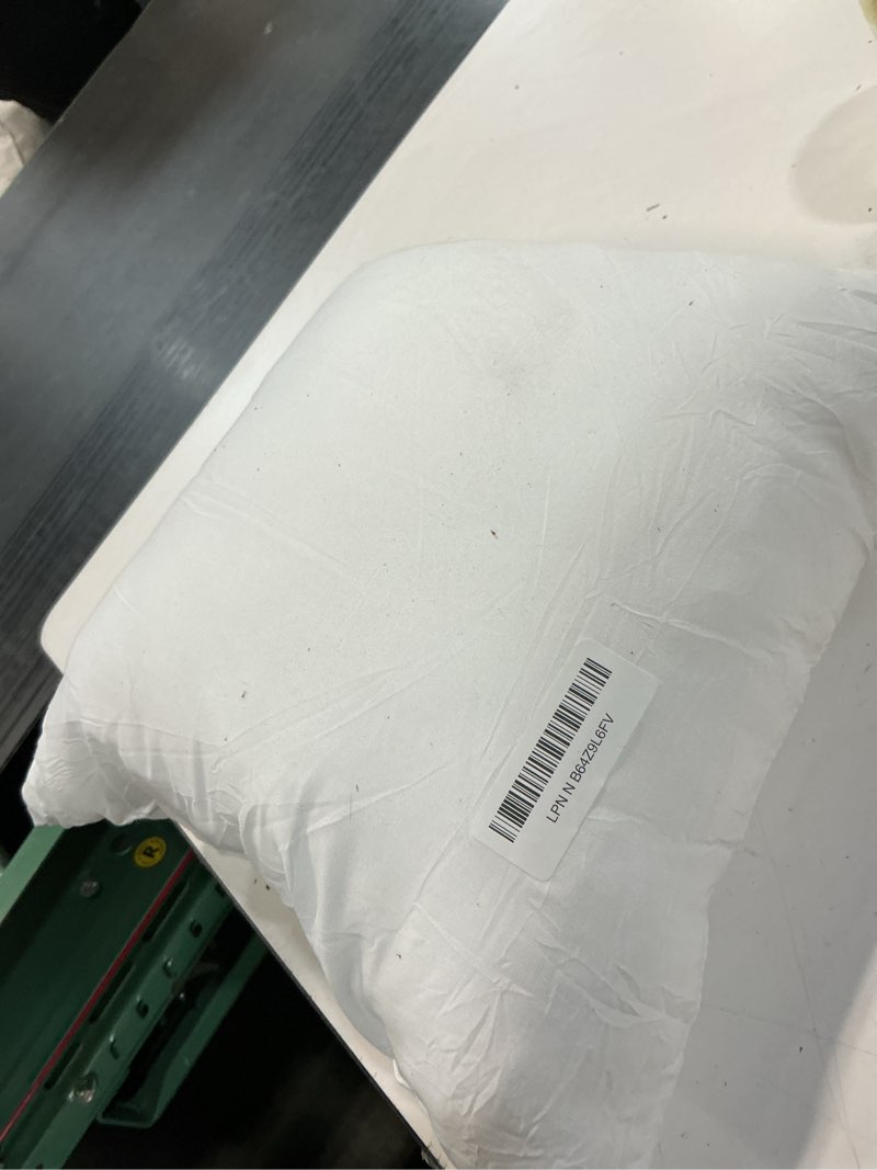 Condition photo showing As Is for throw pillows insert set of 2, white 14x14 in pillow inserts with 100% cotton cover,bed and couch decorative stuffer pillows,indoor pillows for sofa