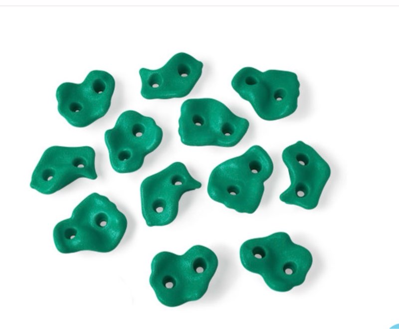 Homepatche 20PCS Kids Rock Climbing Holds Set - Plastic with Screw Pad and Nut - Green