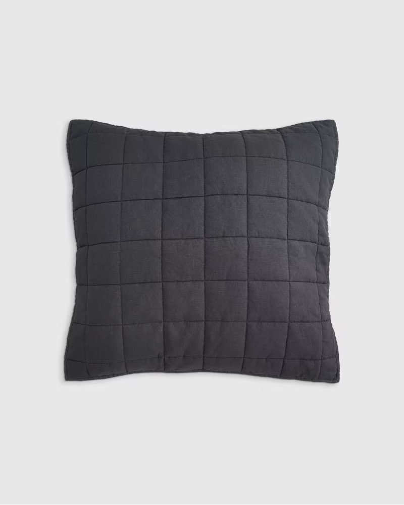 european linen box quilted euro sham charcoal 26”x26”