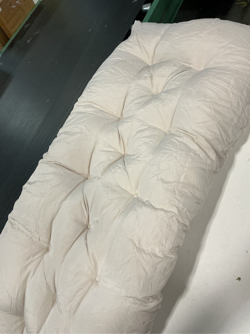 Condition photo showing Good Condition for swing replacement seat cushions, 2-3 seater bench cushions for outdoor furnitur with backrest, garden recliner seat cushions waterproof sofa pads (khaki, 60x40in) khaki 60x40in
