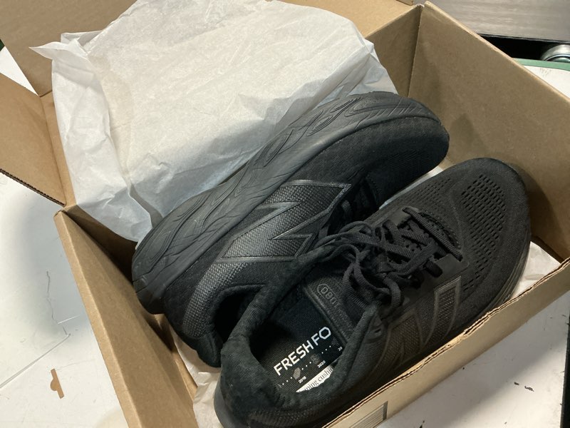 Condition photo showing As Is for new balance men's fresh foam x 1080 v14 running shoe 8 black/black metallic/phantom
