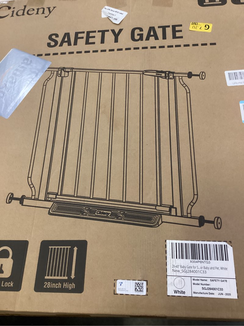 Condition photo showing New/Like New for Baby Gate No Drilling, 29"-40" Auto Close Dog Gate Indoor for Doorways & Stairs, Pressure Mounted Adjustable Pet Gate, Easy Walk Through Child Gate for Children & Pets Stroller Friendly, White