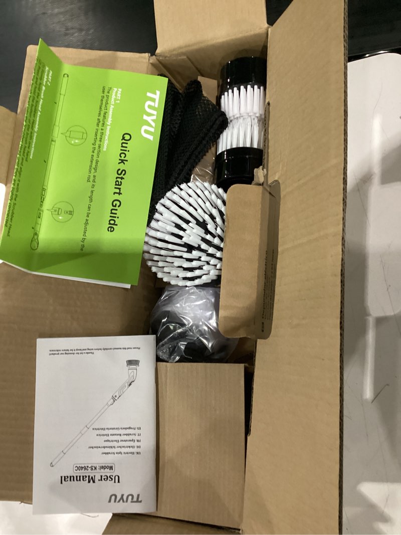 Condition photo showing Good Condition for TUYU Electric Spin Scrubber, Full-Body IPX7 Waterproof Bathroom Scrubber with Power LCD Display, Adjustable Extension Handle, Cordless Shower Cleaner Brush for Bathtub Kitchen Wall Cleaning Black