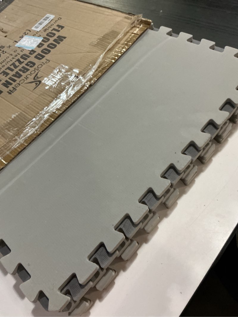 Condition photo showing Good Condition for ProsourceFit Wood Grain Puzzle Mat ½-inch, 6 EVA Foam Interlocking Floor Tiles (24 Sq Ft) for Secure Indoor Room Workout Flooring and Playmat Slate Grey - 24 Sq Ft - 6 Tiles