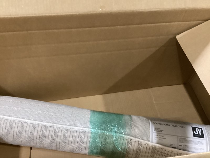 Condition photo showing Good Condition for JONATHAN Y Hallie High-Low Curve Ivory/Cream Indoor/Outdoor Area Rug, 3x5, Minimalist, Pet Friendly, Non-Shedding, Stain Resistant, Hose-Washable for Backyard, Patio, Porch (SCN100B-3) Ivory/Cream 2'11" x 5' (Rectangular)