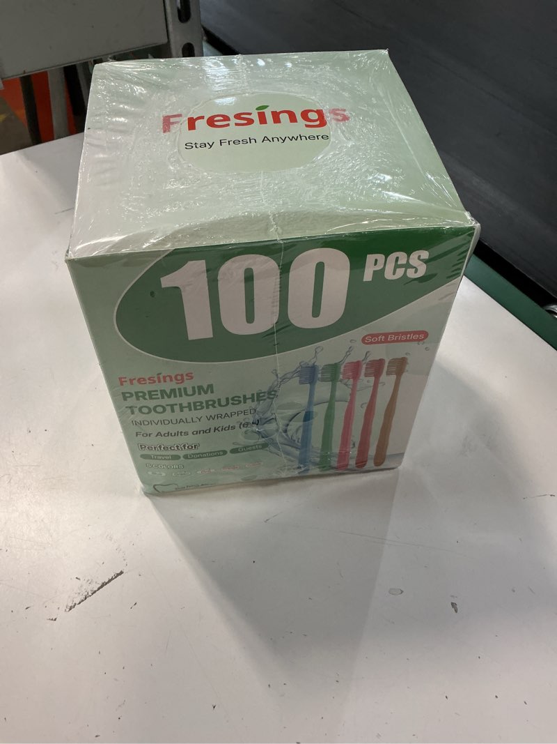 Condition photo showing New/Like New for disposable toothbrushes, individually wrapped, peanut grip, 100 ct | bulk soft bristle toothbrushes, full-size handles, 5 colors; adults, kids, guest bathrooms, hotels, travel, emergency kits 1 count (pack of 100)