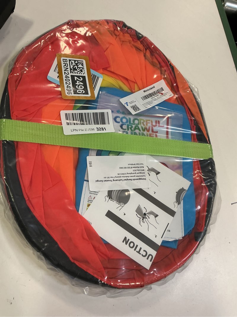 Condition photo showing New/Like New for Kids Play Tunnel Tent for Toddlers, Colorful Pop Up Crawl Tunnel Toy for Baby or Pet with Breathable Mesh, Collapsible Gift for Boy and Girl Play Tunnel Indoor and Outdoor Game Rainbow Tunnel