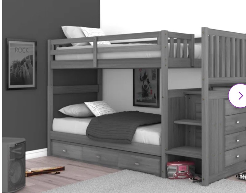 (Incomplete, Only Bunk Bed bottom uprights) Beckford 7 Drawer Solid Wood Standard Bunk Bed with Shelves