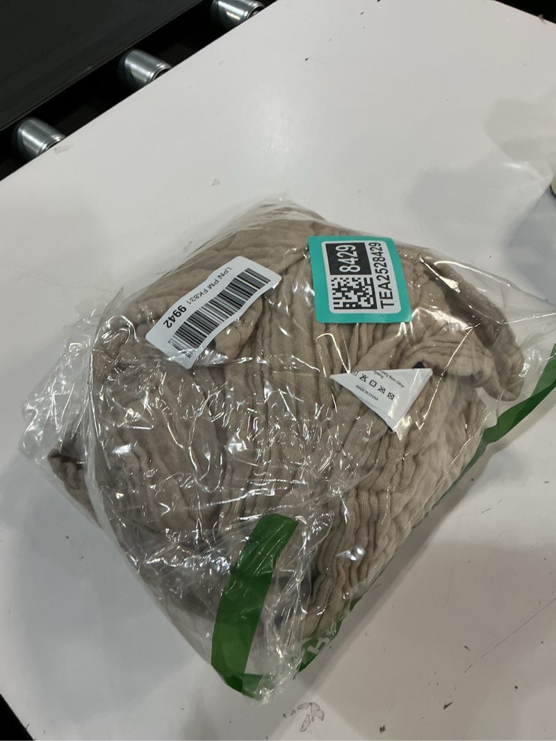 Condition photo showing As Is for EMME Cotton Throw Blanket for Couch Soft Muslin Blankets 50"x60" Lightweight Breathable Blanket Light Tan All Season Gauze Blanket Throw 02 - Light Tan