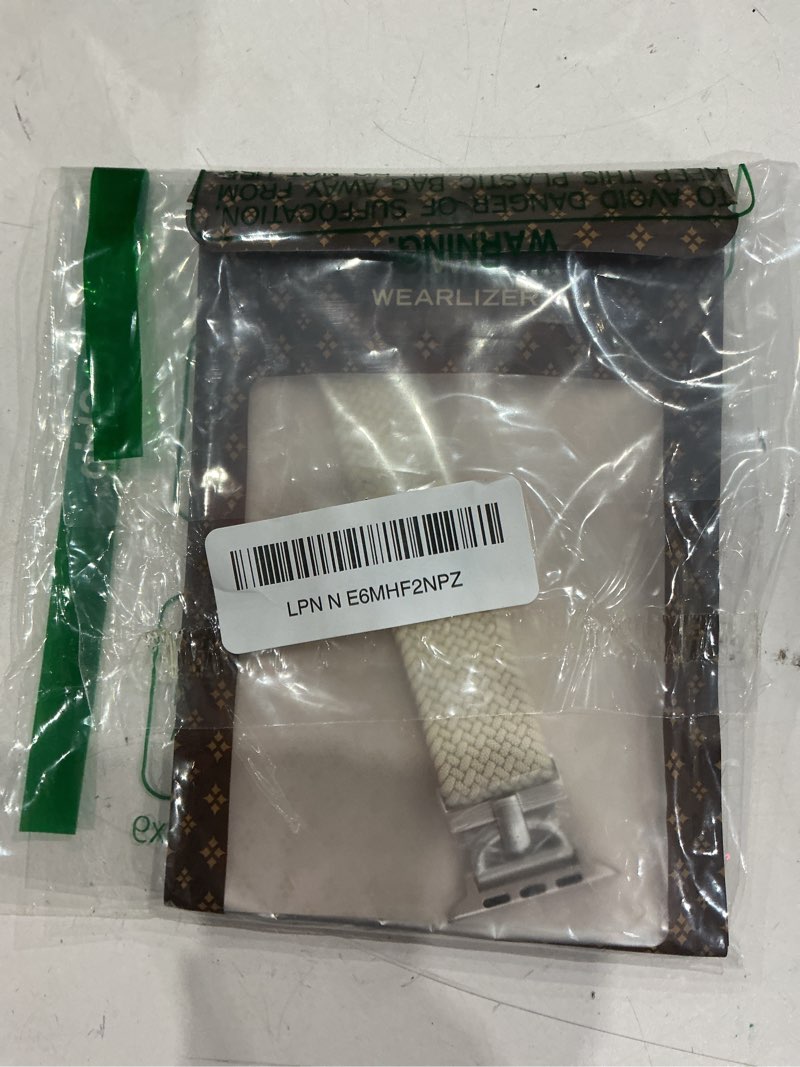 Condition photo showing Good Condition for wearlizer braided magnetic band compatible with apple watch bands 42/46/38/40/41/44/45/49mm women men, designer d-shape stretchy elastic nylon strap for iwatch series 11 10 9 8 7 6 5 4 se/ultra 3 2 1 starlight/starlight 49/46/45/44/42mm(series 3 2 1)